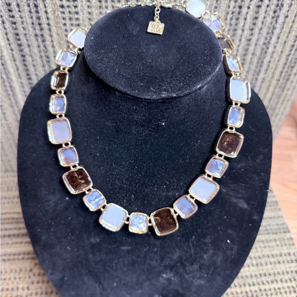 Vintage Erica Lyons Gold-Tone Brown & Amber Gemstone Necklace - Picture 7 of 7